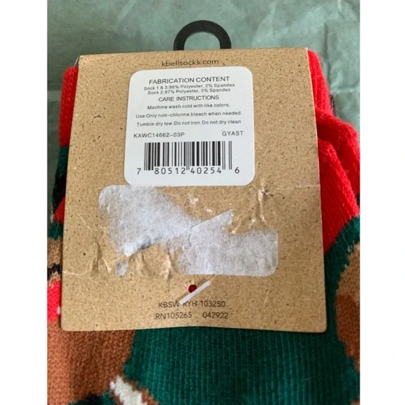NWT K. BELL Women’s Novelty 3-pack Beary Christmas/Holiday Crew Socks - Picture 6 of 6